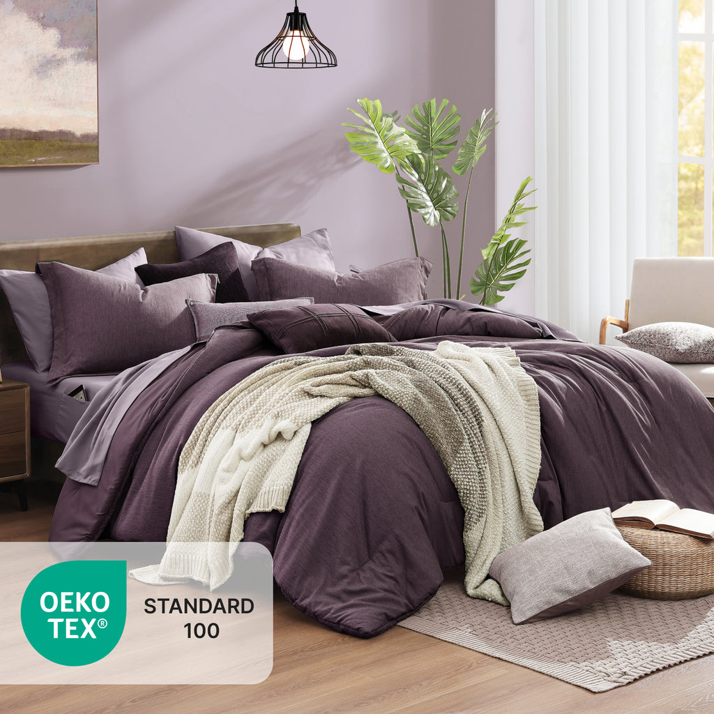 Amberspace Cationic Dyeing 7-piece Bed in a Bag Comforter Set with Sheets