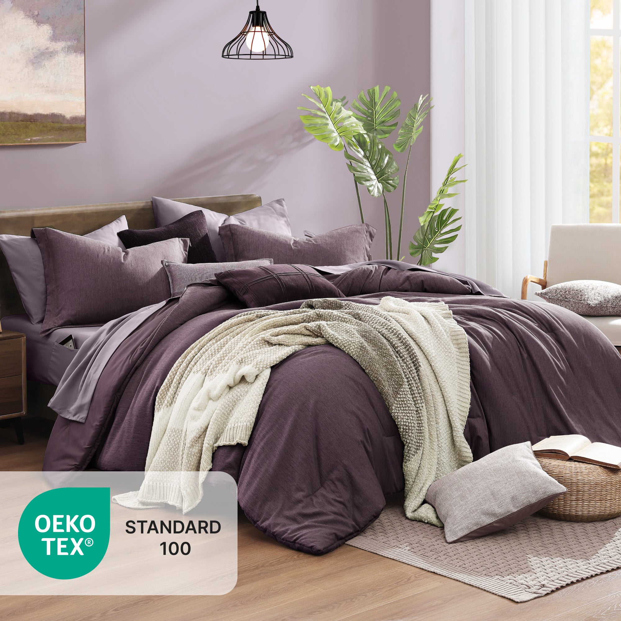 Amberspace Cationic Dyeing 7-piece Bed in a Bag Comforter Set with Sheets