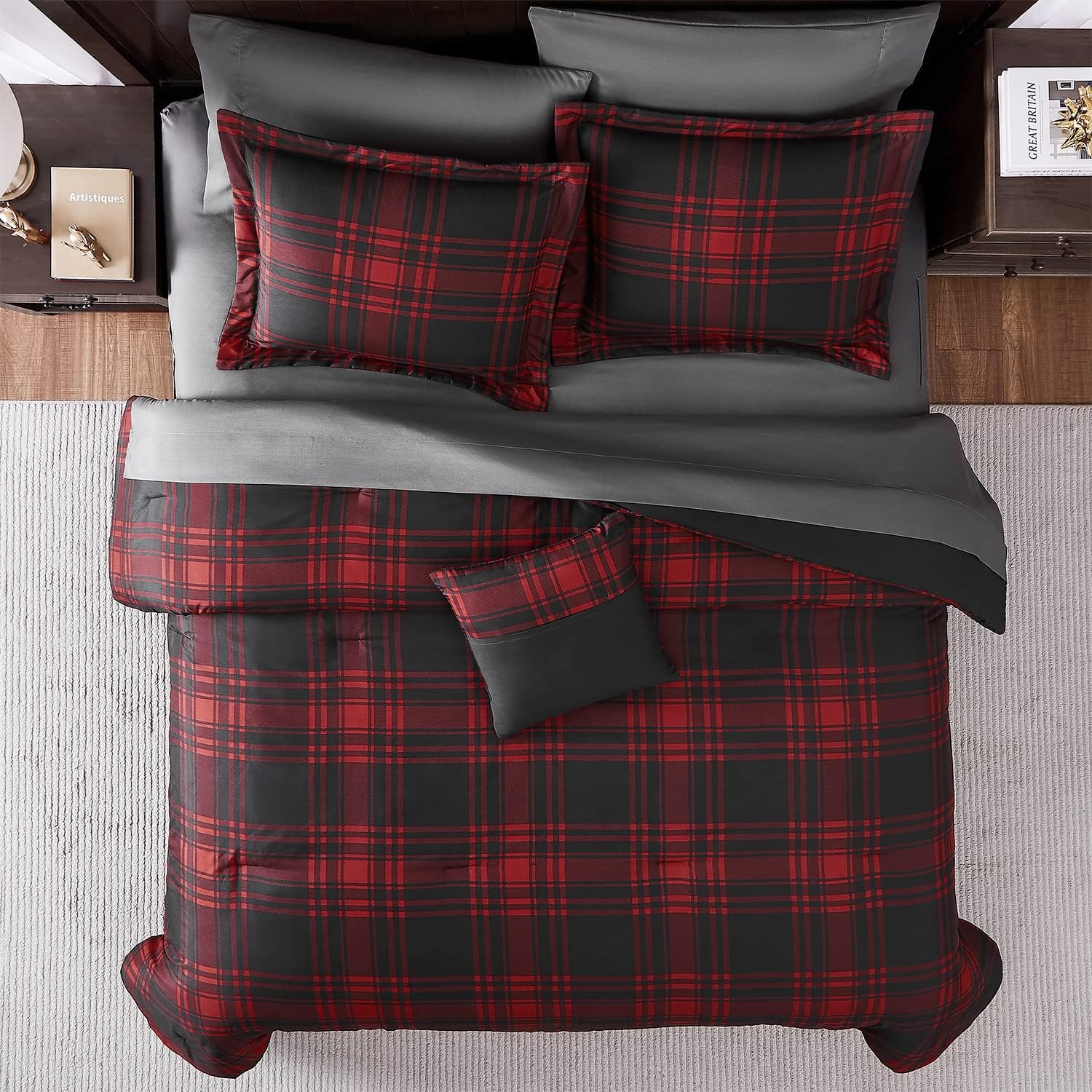 Amberspace Plaid Design Bed in a Bag Comforter Set with Sheets