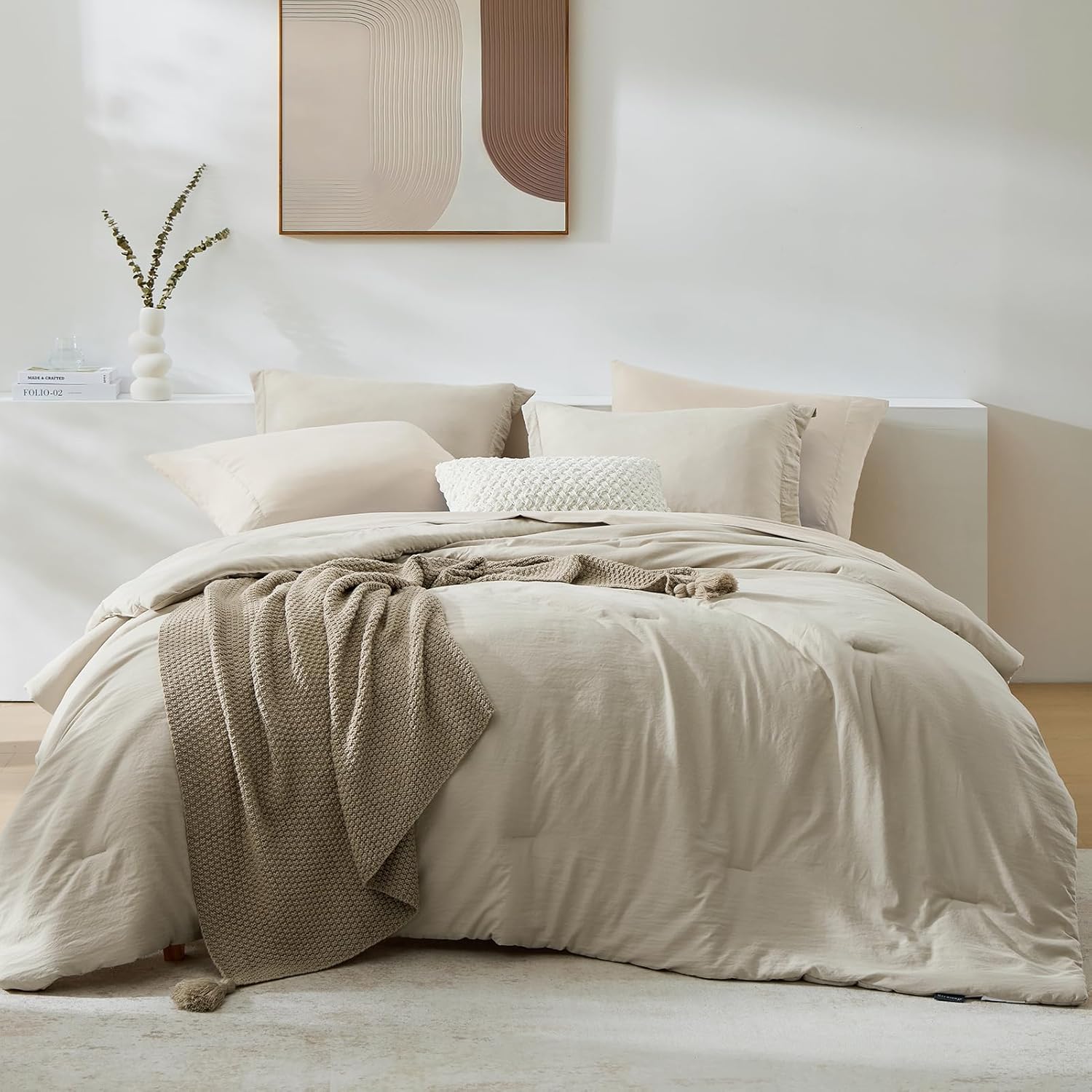 Amberspace Prewashed fabric 7-piece Bed in a Bag Comforter Set with Sheets