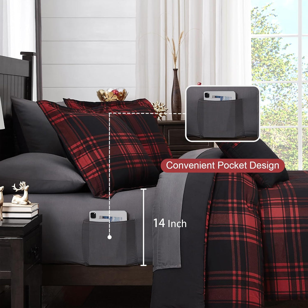 Amberspace Plaid Design Bed in a Bag Comforter Set with Sheets