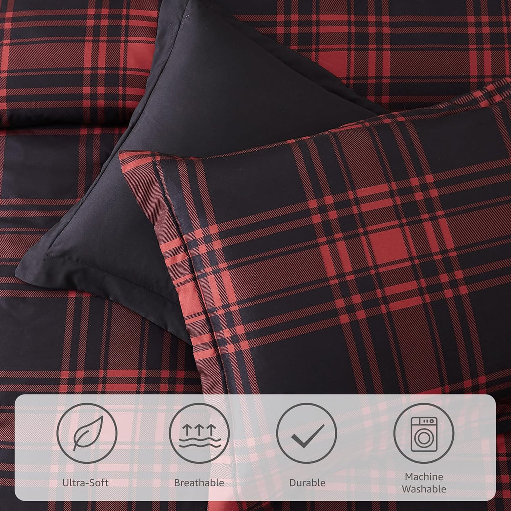 Amberspace Plaid Design Bed in a Bag Comforter Set with Sheets