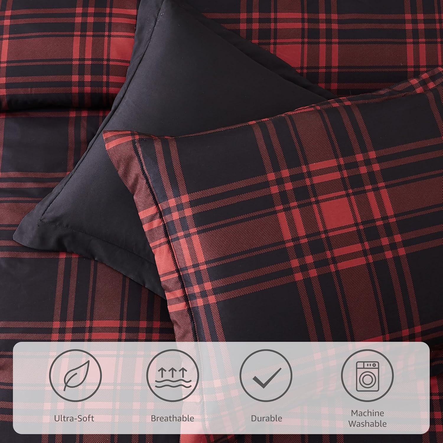 Amberspace Plaid Design Bed in a Bag Comforter Set with Sheets