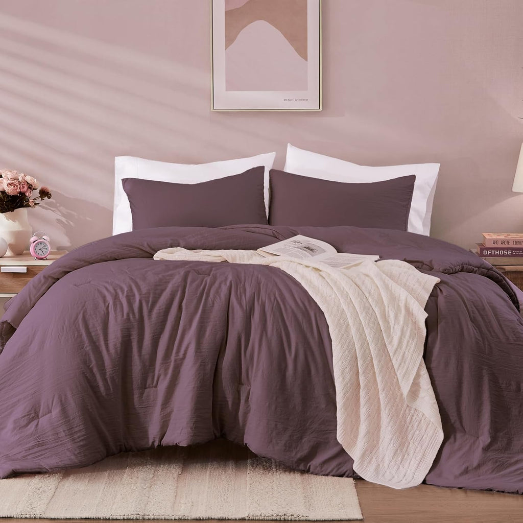 Amberspace Prewashed fabric 2/3-piece Bed in a Bag Comforter Set with Sheets