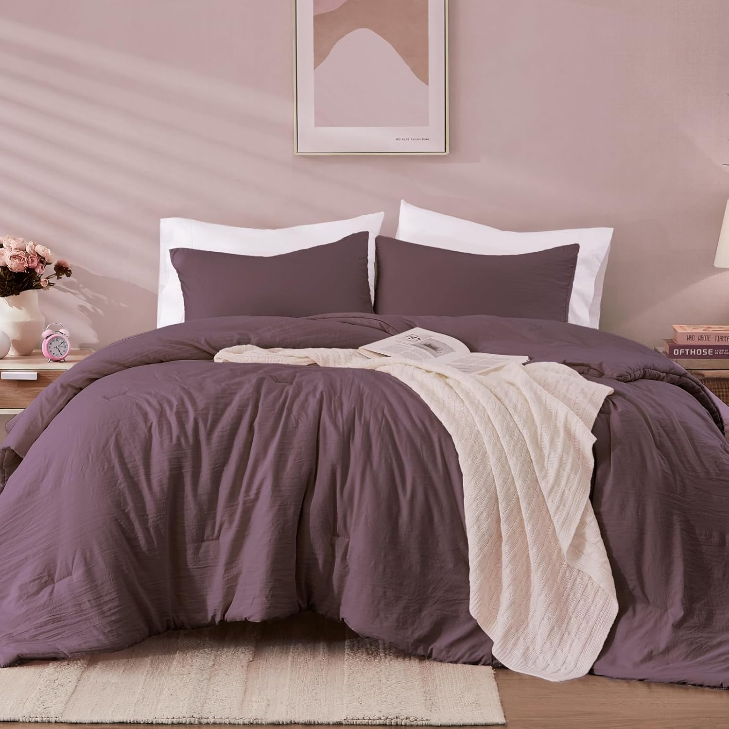 Amberspace Prewashed fabric 2/3-piece Bed in a Bag Comforter Set with Sheets