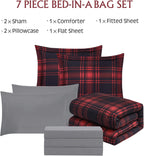 Amberspace Plaid Design Bed in a Bag Comforter Set with Sheets