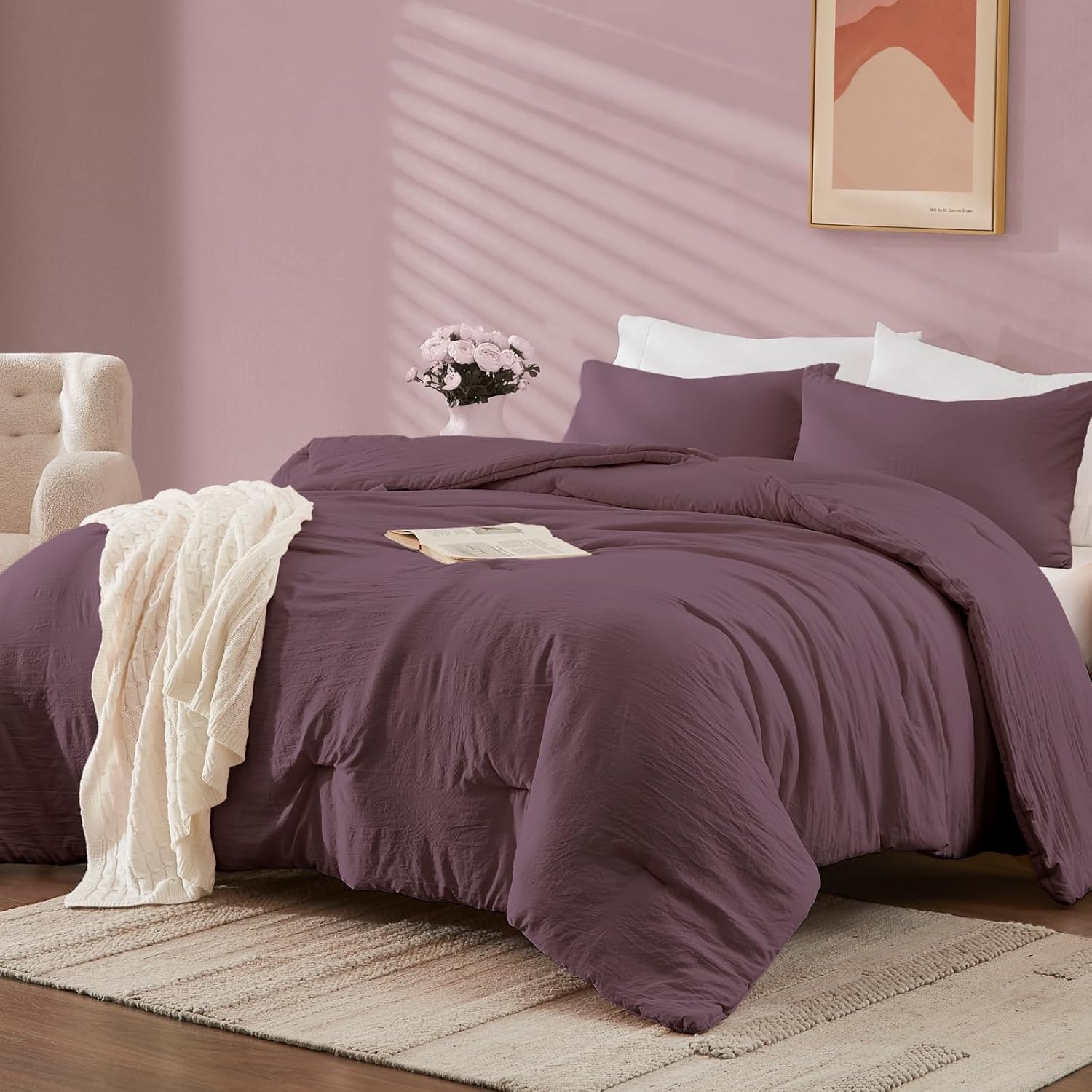 Amberspace Prewashed fabric 2/3-piece Bed in a Bag Comforter Set with Sheets