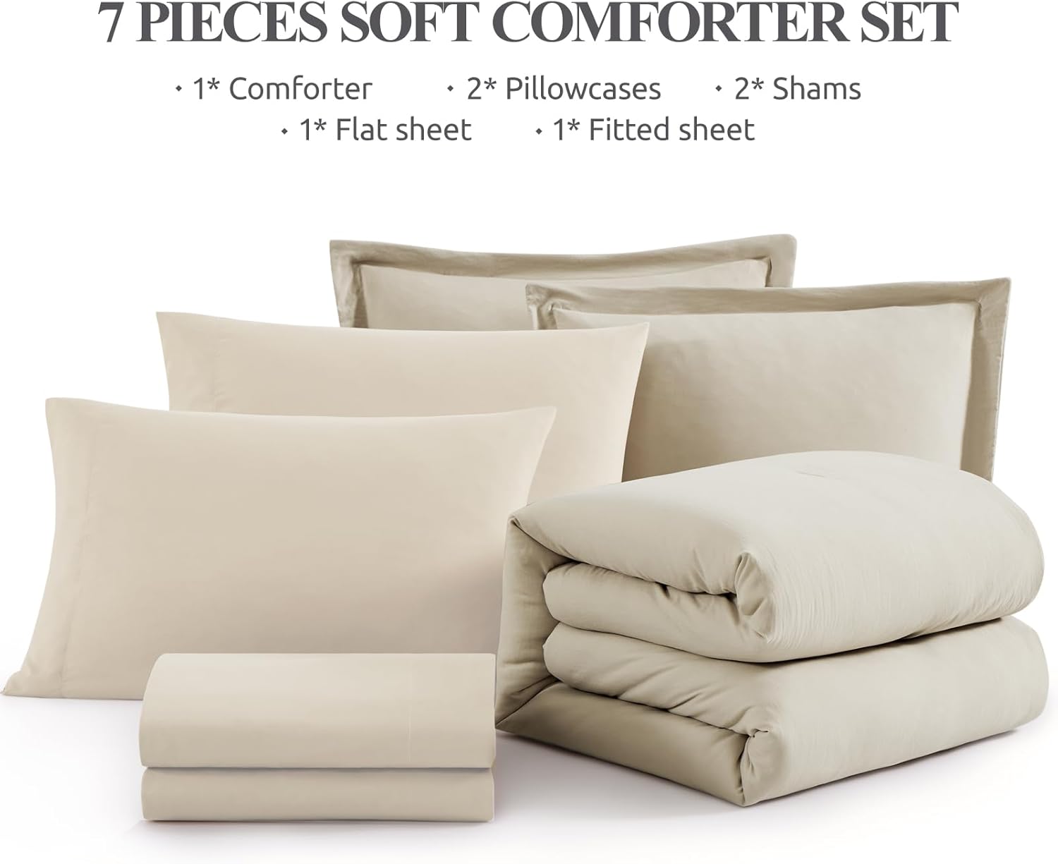 Amberspace Prewashed fabric 7-piece Bed in a Bag Comforter Set with Sheets