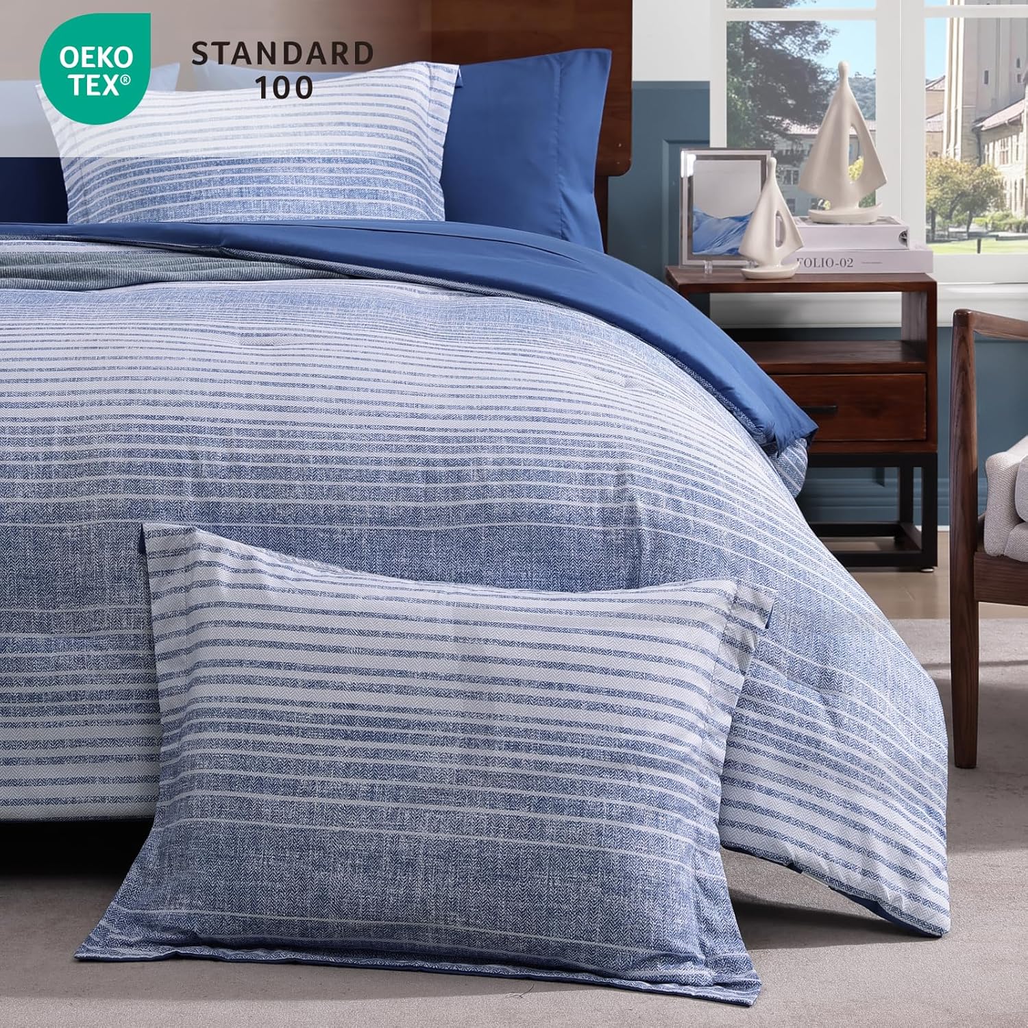 Amberspace Plaid Design Bed in a Bag Comforter Set with Sheets