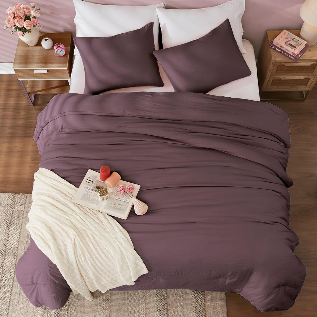 Amberspace Prewashed fabric 2/3-piece Bed in a Bag Comforter Set with Sheets