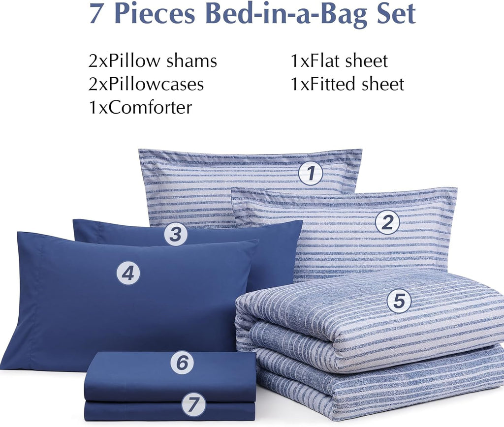 Amberspace Plaid Design Bed in a Bag Comforter Set with Sheets