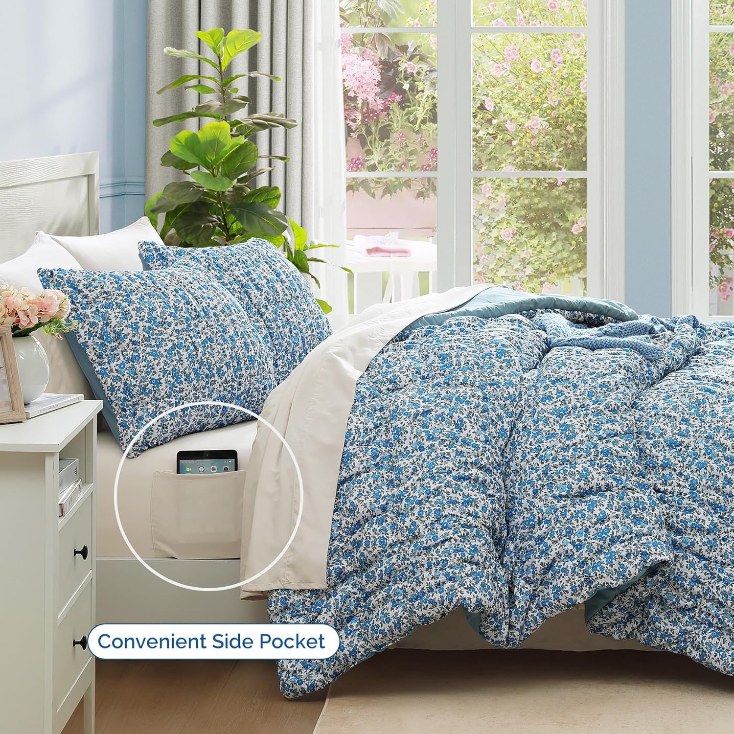 Amberspace Puff 7-piece Bed in a Bag Comforter Set with Sheets