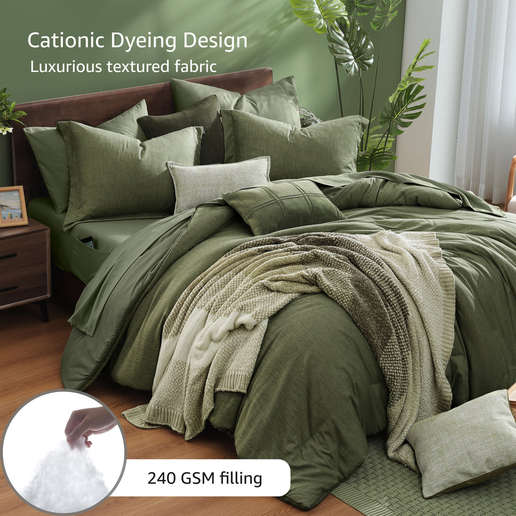 Amberspace Cationic Dyeing 7-piece Bed in a Bag Comforter Set with Sheets