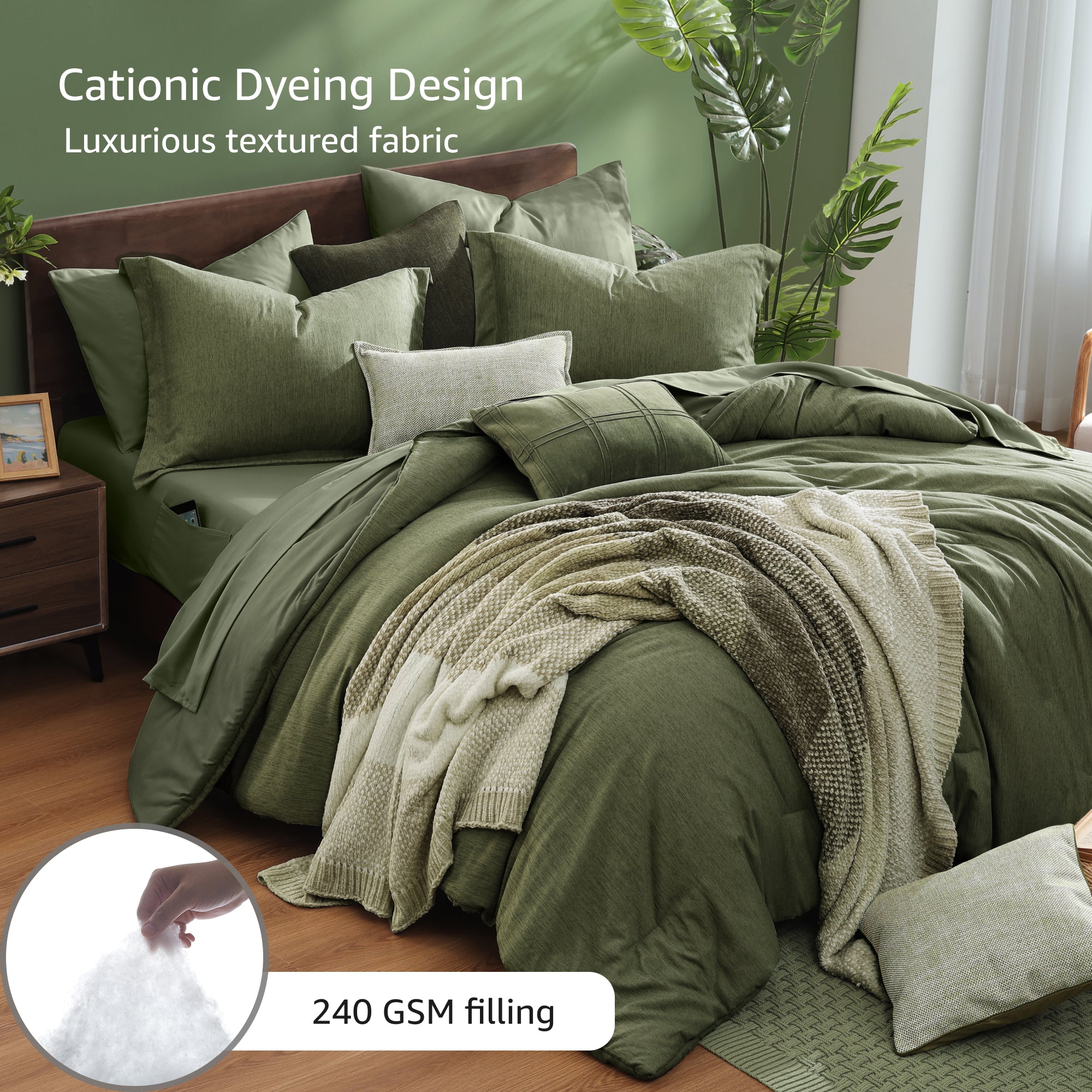 Amberspace Cationic Dyeing 7-piece Bed in a Bag Comforter Set with Sheets