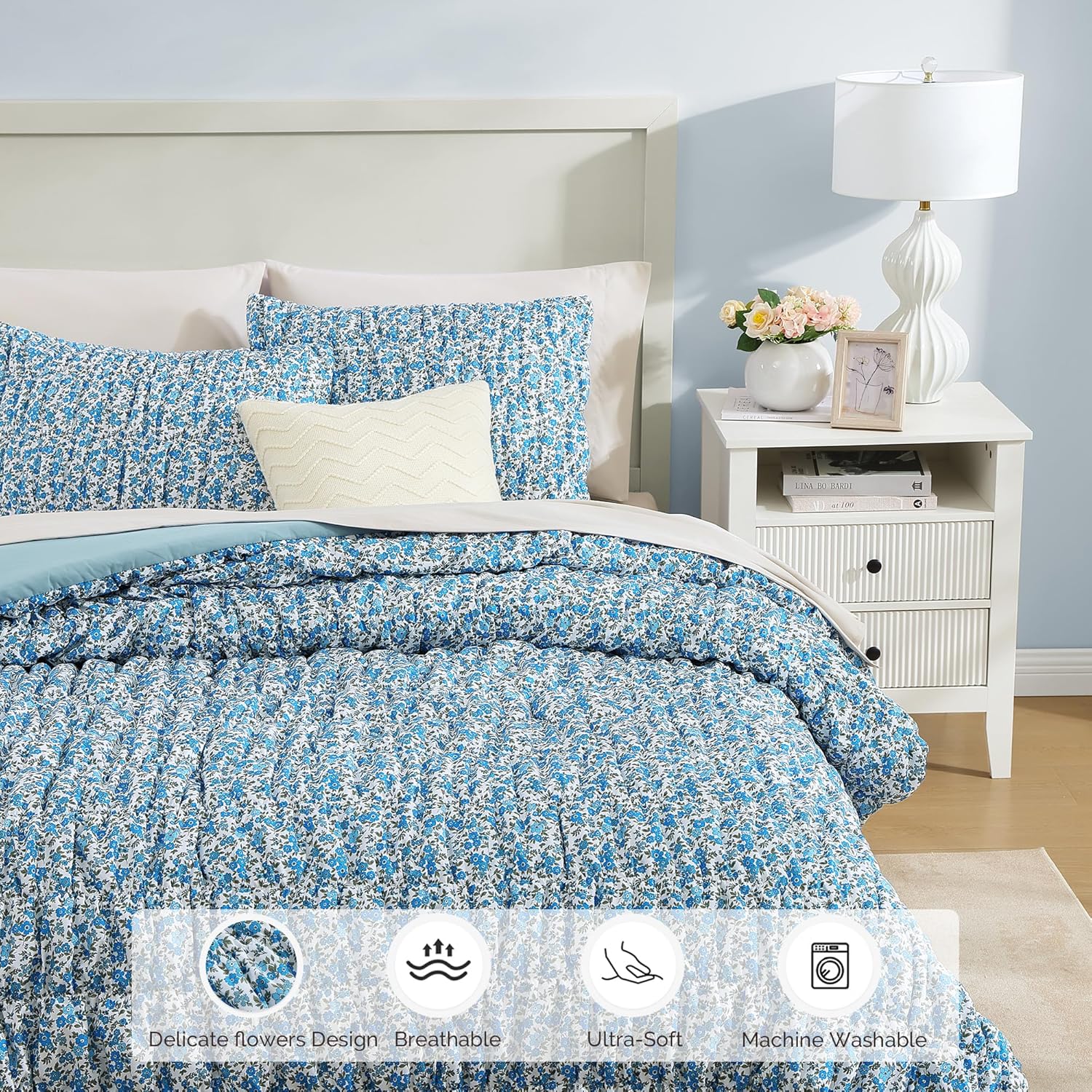 Amberspace Puff 7-piece Bed in a Bag Comforter Set with Sheets
