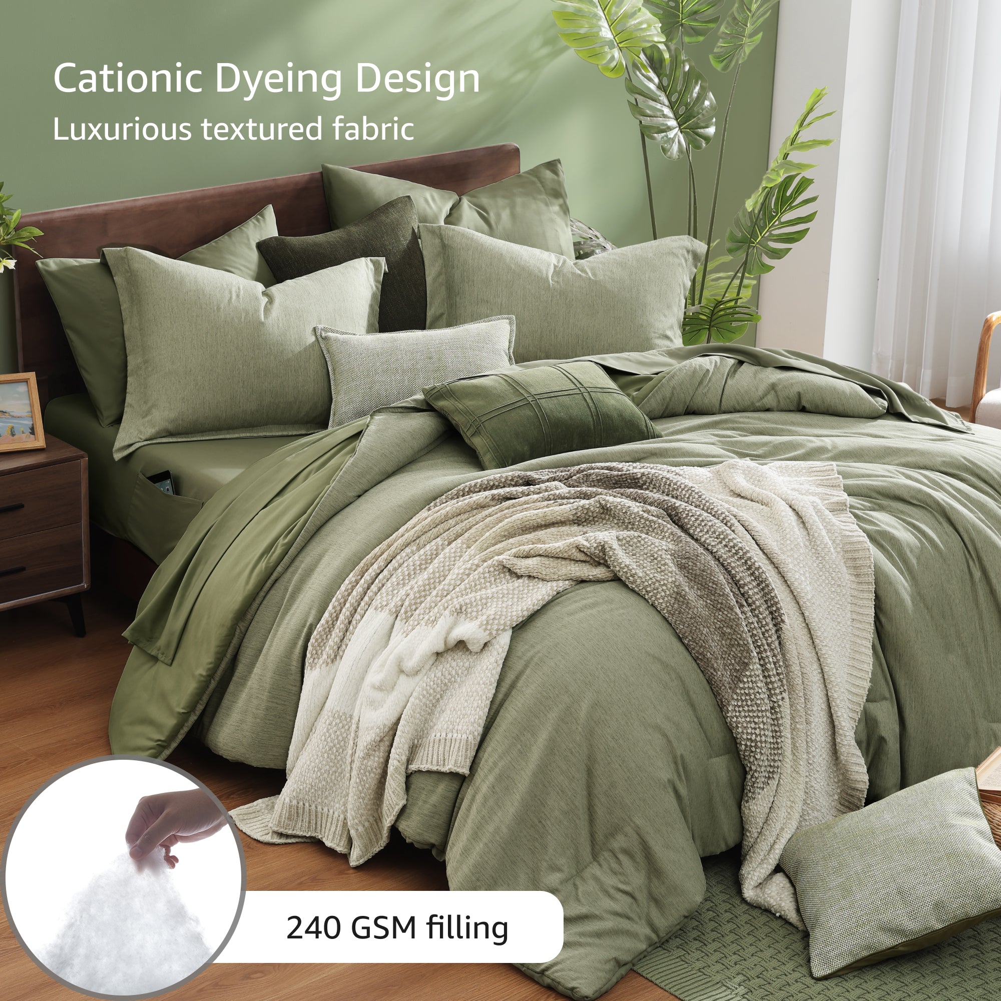 Amberspace Cationic Dyeing 7-piece Bed in a Bag Comforter Set with Sheets