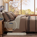 Amberspace Embroidery 7-piece Bed in a Bag Full Comforter Set with Sheets