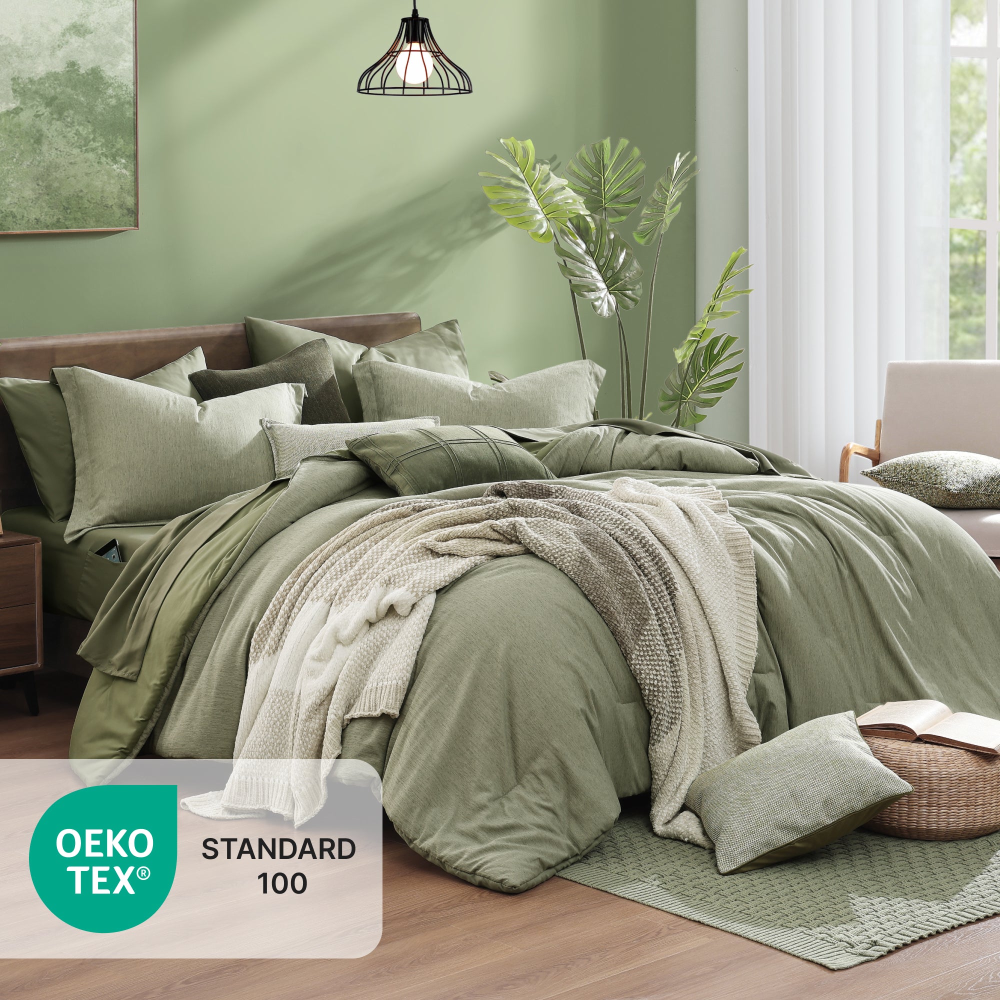 Amberspace Cationic Dyeing 7-piece Bed in a Bag Comforter Set with Sheets