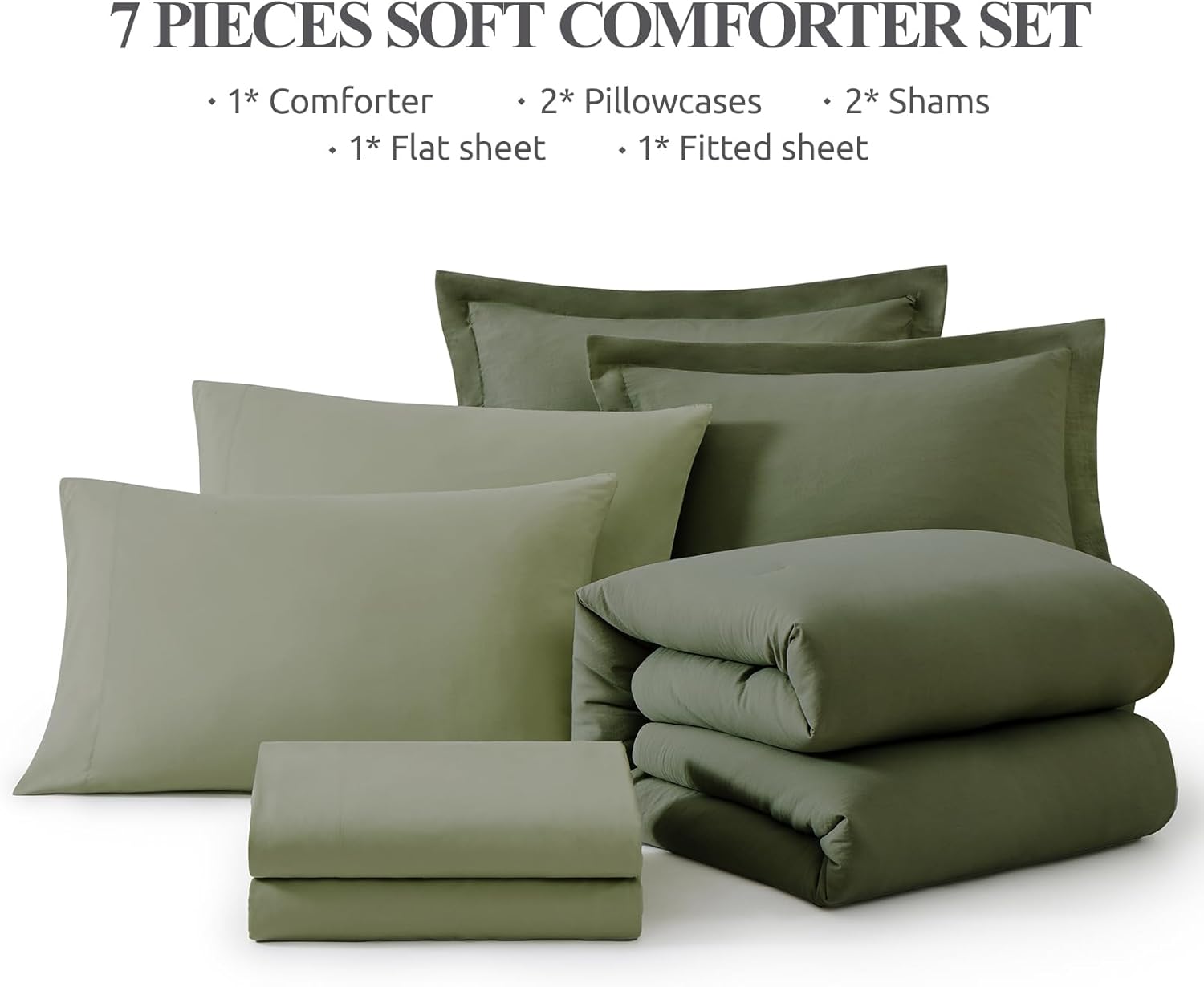 Amberspace Prewashed fabric 7-piece Bed in a Bag Comforter Set with Sheets