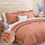 Amberspace Ruffle Design 7-piece Bed in a Bag Comforter Set with Sheets
