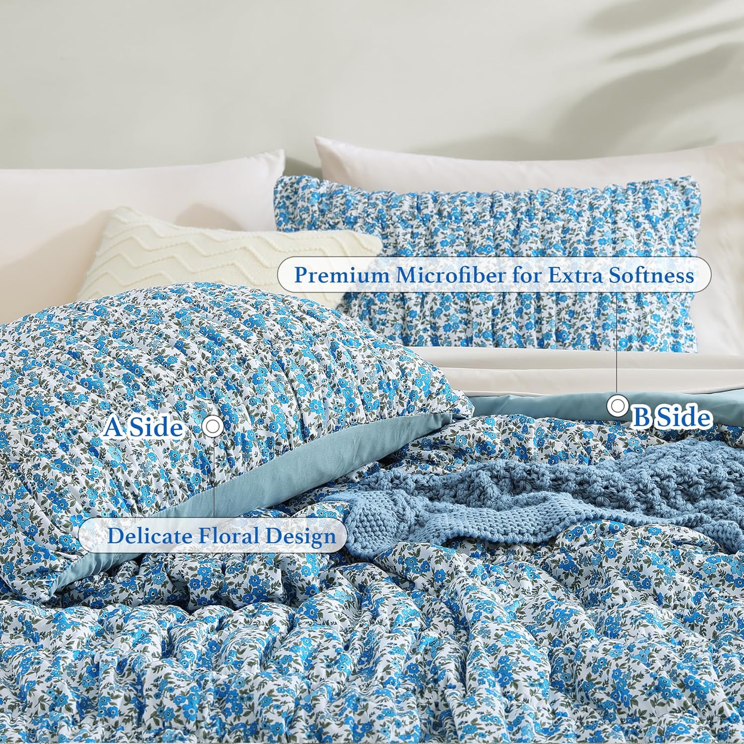 Amberspace Puff 7-piece Bed in a Bag Comforter Set with Sheets