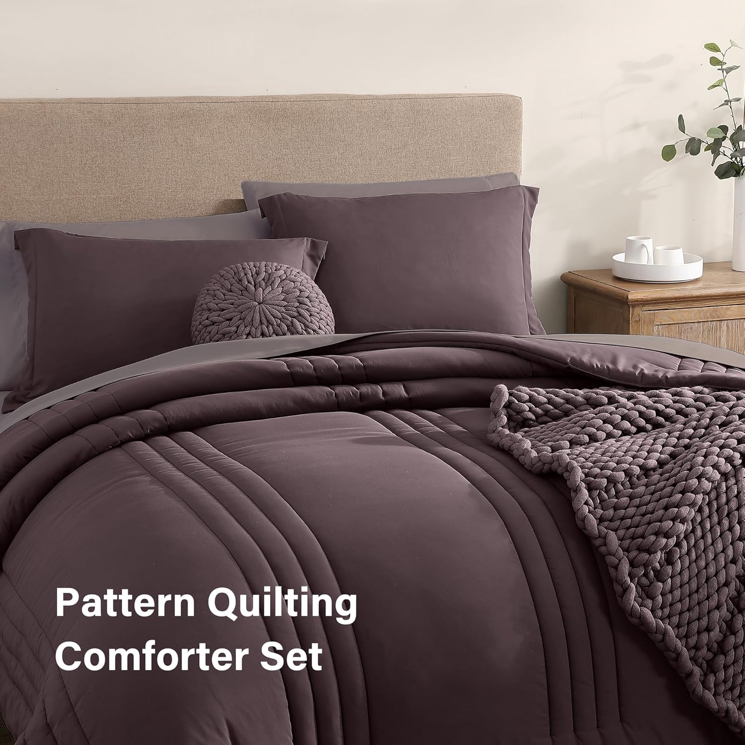 Amberspace 7-Piece Bed in a Bag Comforter Set with Sheets