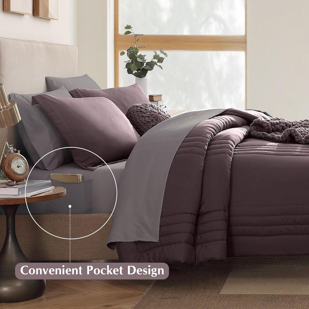 Amberspace 7-Piece Bed in a Bag Comforter Set with Sheets