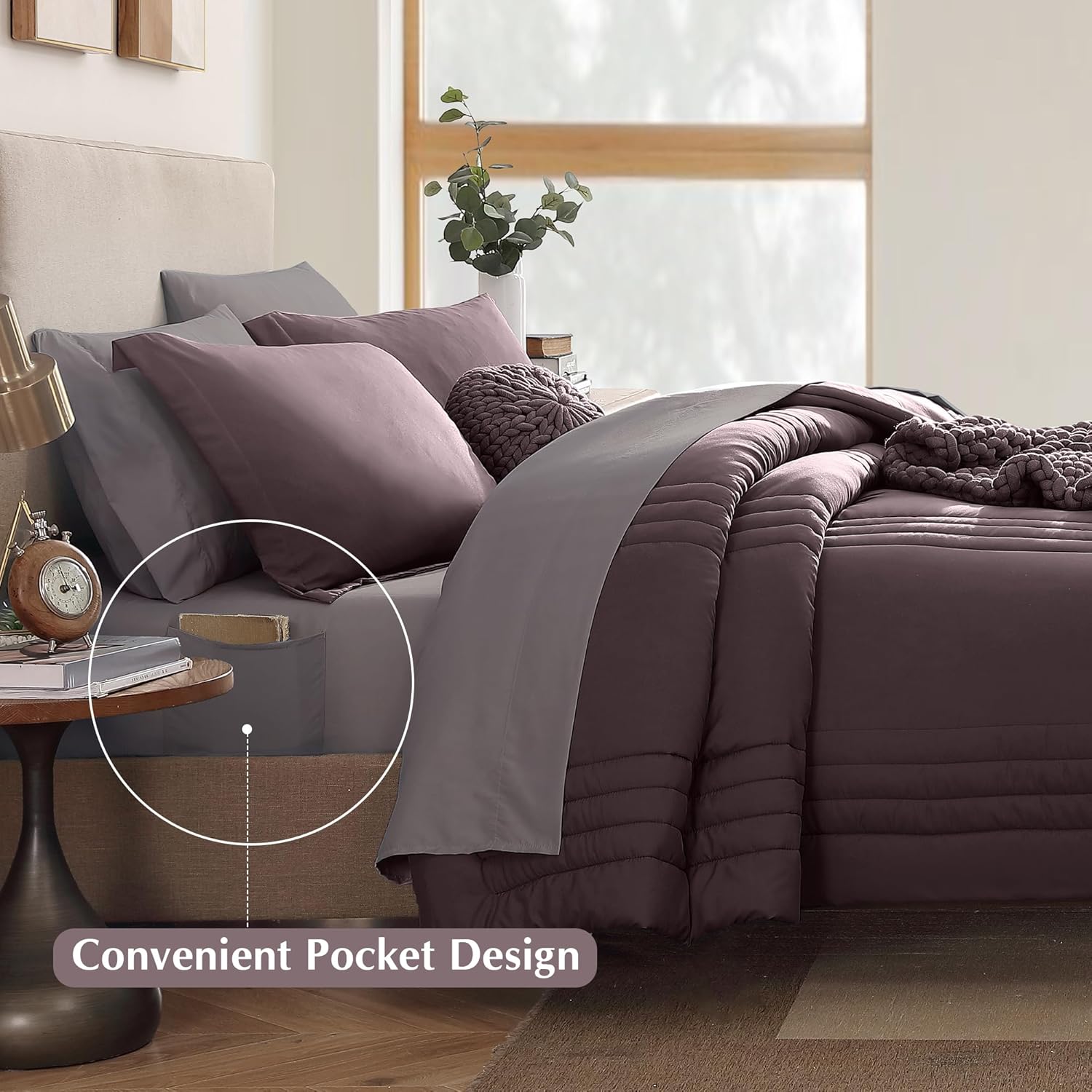 Amberspace 7-Piece Bed in a Bag Comforter Set with Sheets