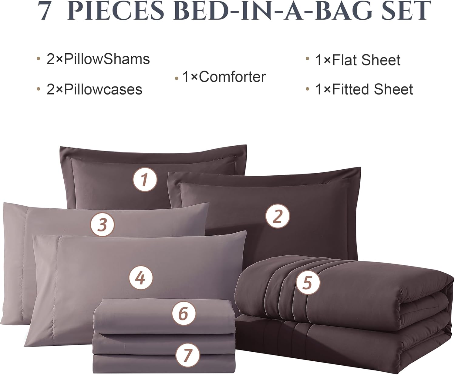 Amberspace 7-Piece Bed in a Bag Comforter Set with Sheets