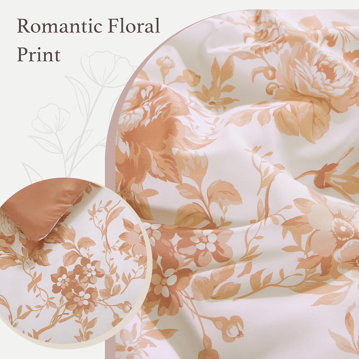 Amberspace Botanical Flowers Design 7-piece Bed in a Bag Comforter Set with Sheets
