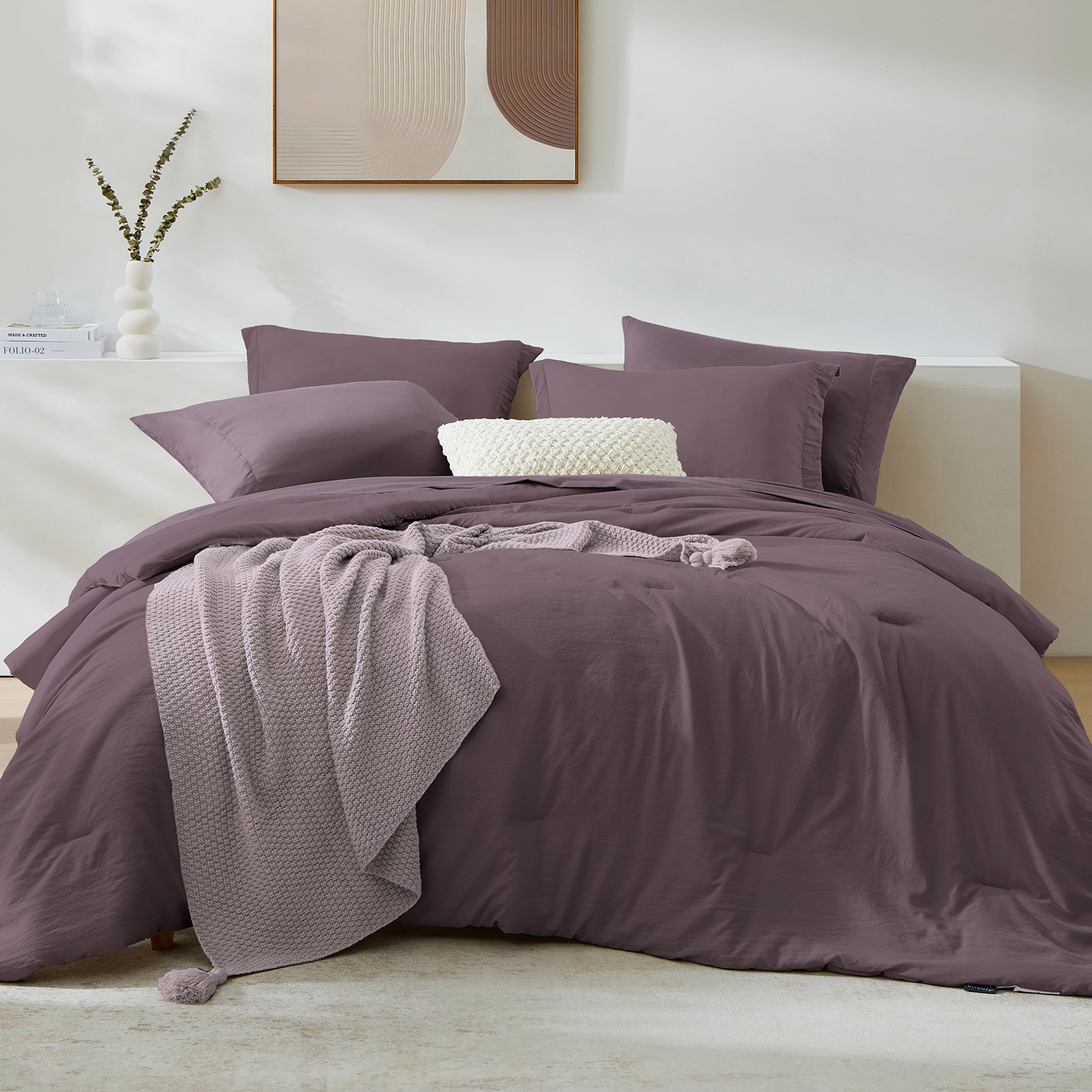 Amberspace Prewashed fabric 7-piece Bed in a Bag Comforter Set with Sheets