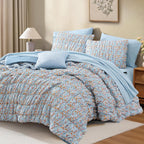Amberspace Puff 7-piece Bed in a Bag Comforter Set with Sheets