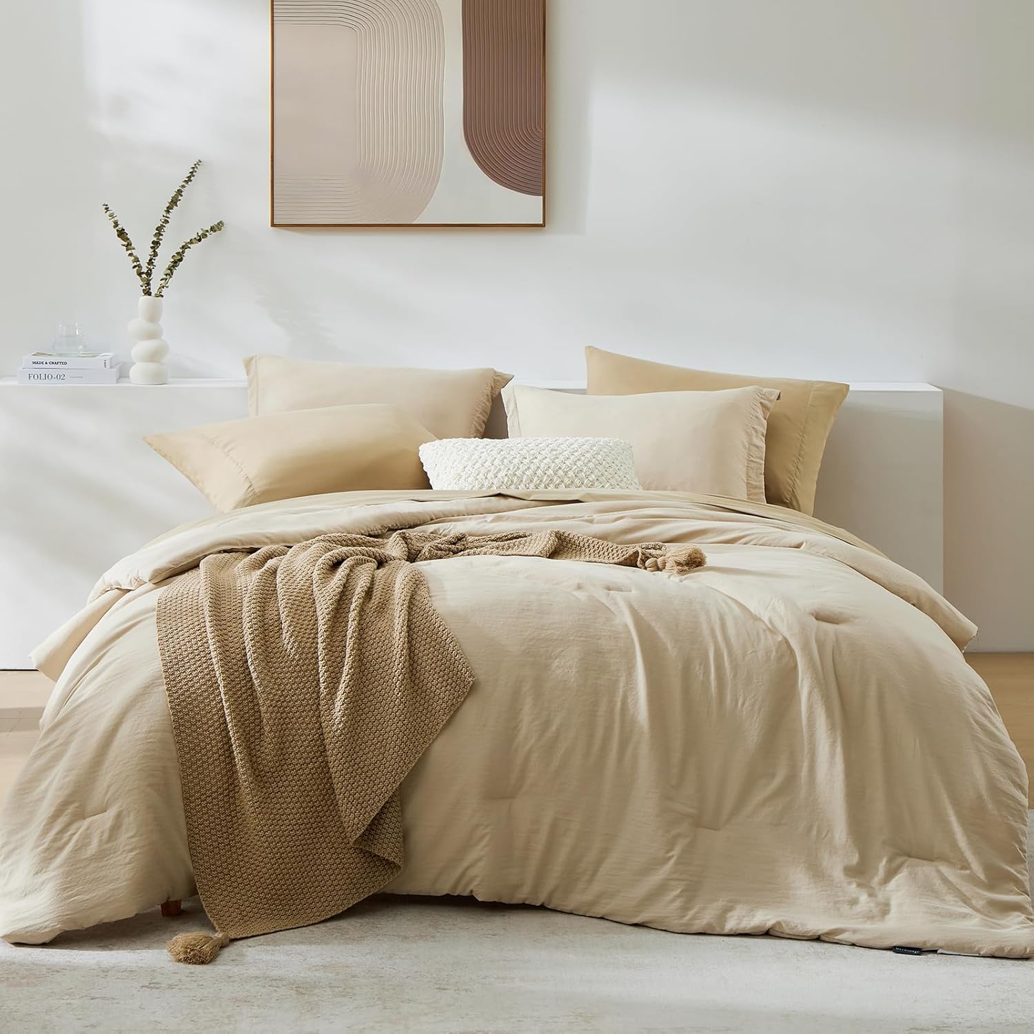 Amberspace Prewashed fabric 7-piece Bed in a Bag Comforter Set with Sheets