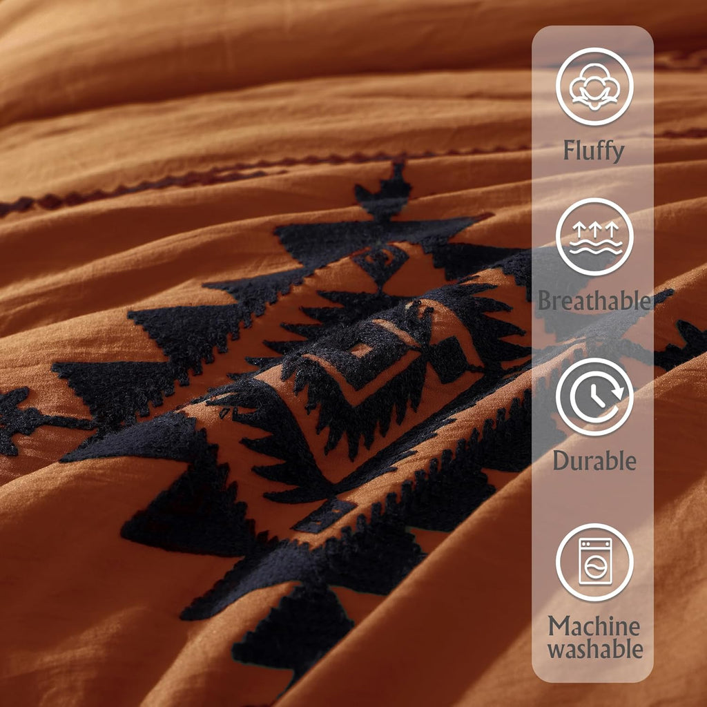 Amberspace Embroidery 7-piece Bed in a Bag Full Comforter Set with Sheets