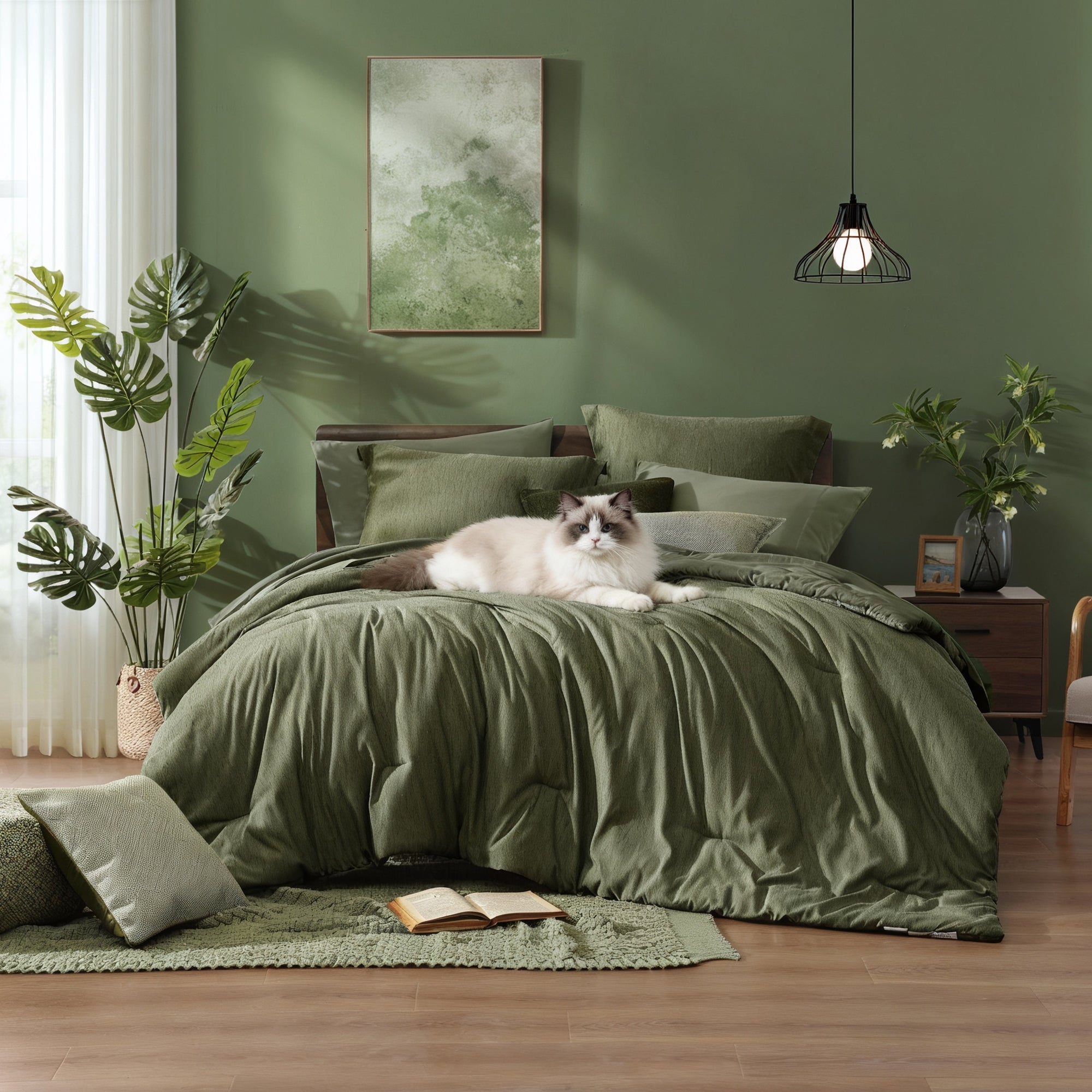 Amberspace Cationic Dyeing 7-piece Bed in a Bag Comforter Set with Sheets