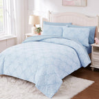 Amberspace Diamond Bow Design 5/7-piece Bed in a Bag Comforter Set with Sheets