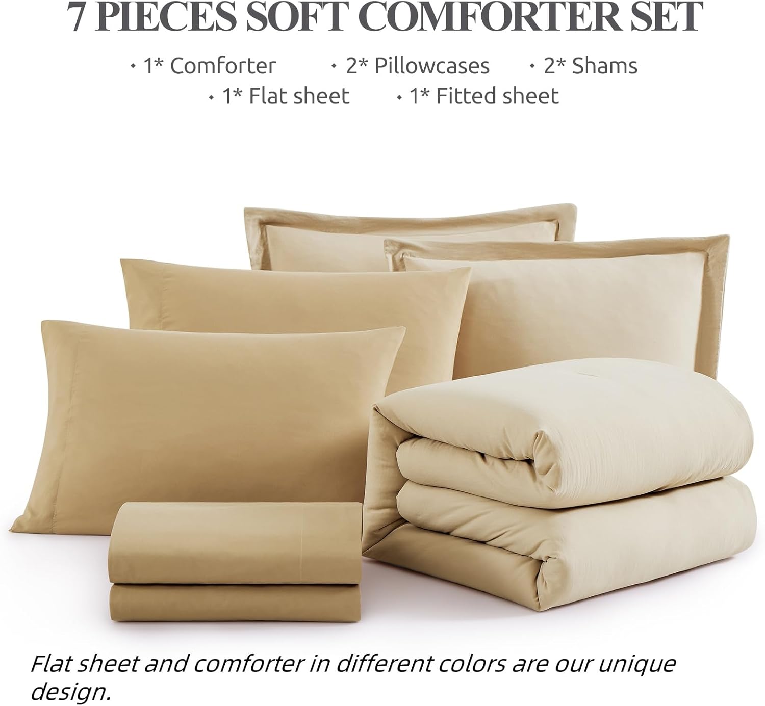 Amberspace Prewashed fabric 7-piece Bed in a Bag Comforter Set with Sheets