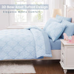 Amberspace Diamond Bow Design 5/7-piece Bed in a Bag Comforter Set with Sheets