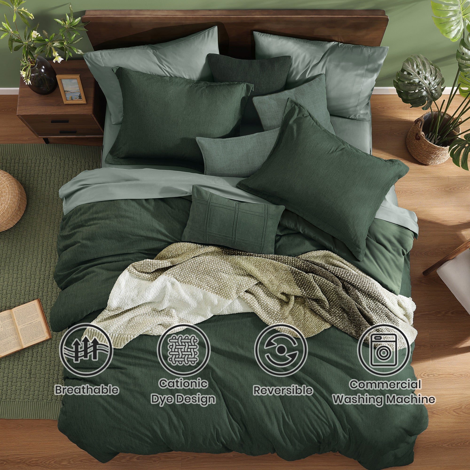 Amberspace Cationic Dyeing 7-piece Bed in a Bag Comforter Set with Sheets