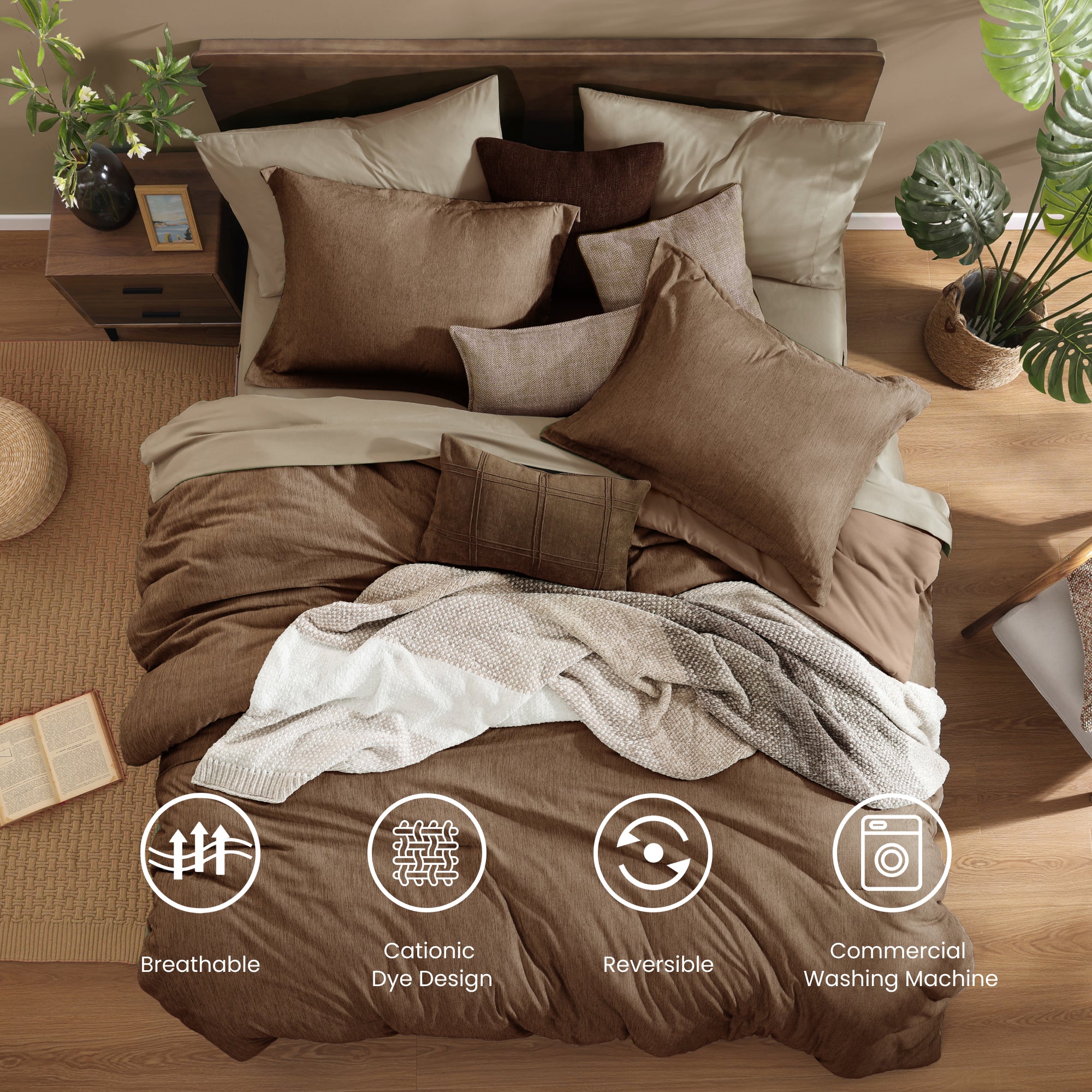 Amberspace Cationic Dyeing 7-piece Bed in a Bag Comforter Set with Sheets