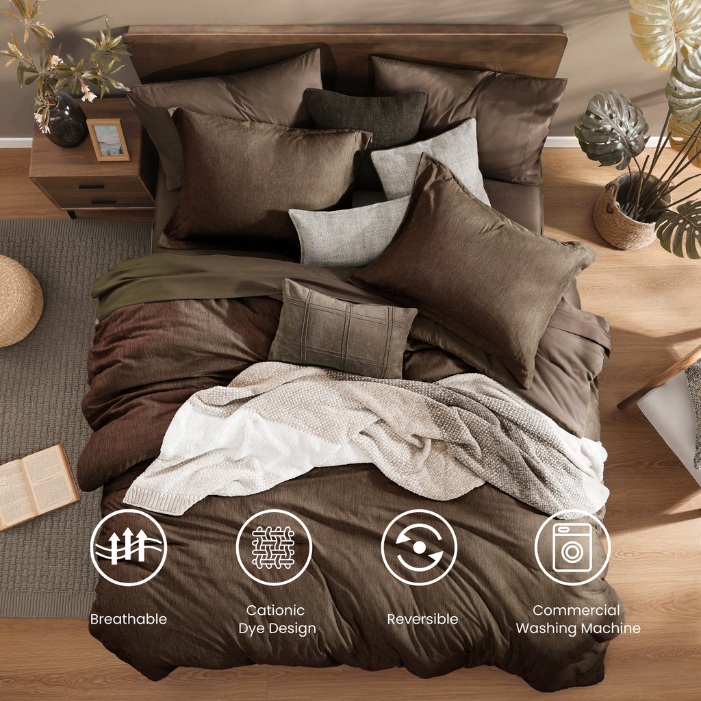 Amberspace Cationic Dyeing 7-piece Bed in a Bag Comforter Set with Sheets
