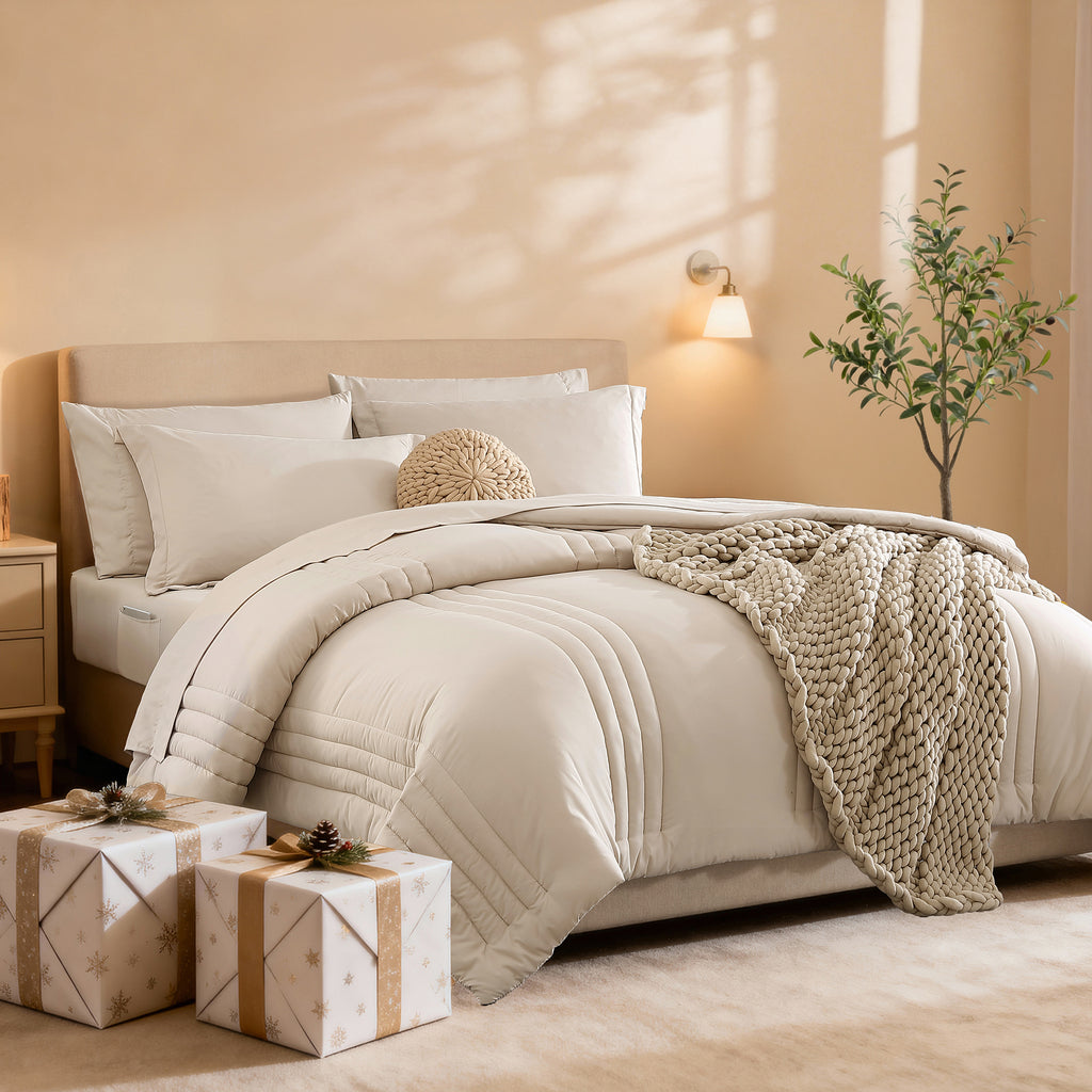 Amberspace 7-Piece Bed in a Bag Comforter Set with Sheets