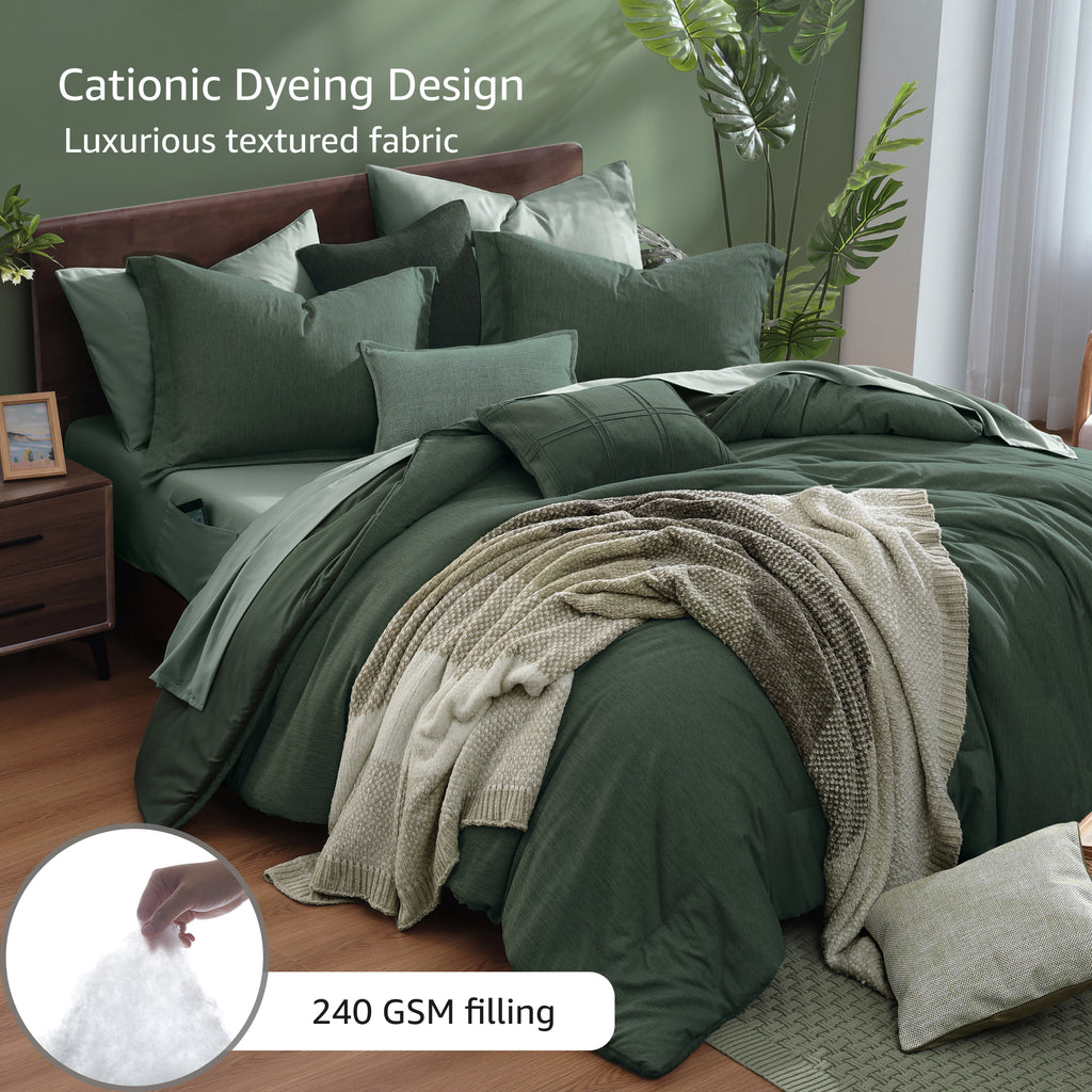 Amberspace Cationic Dyeing 7-piece Bed in a Bag Comforter Set with Sheets