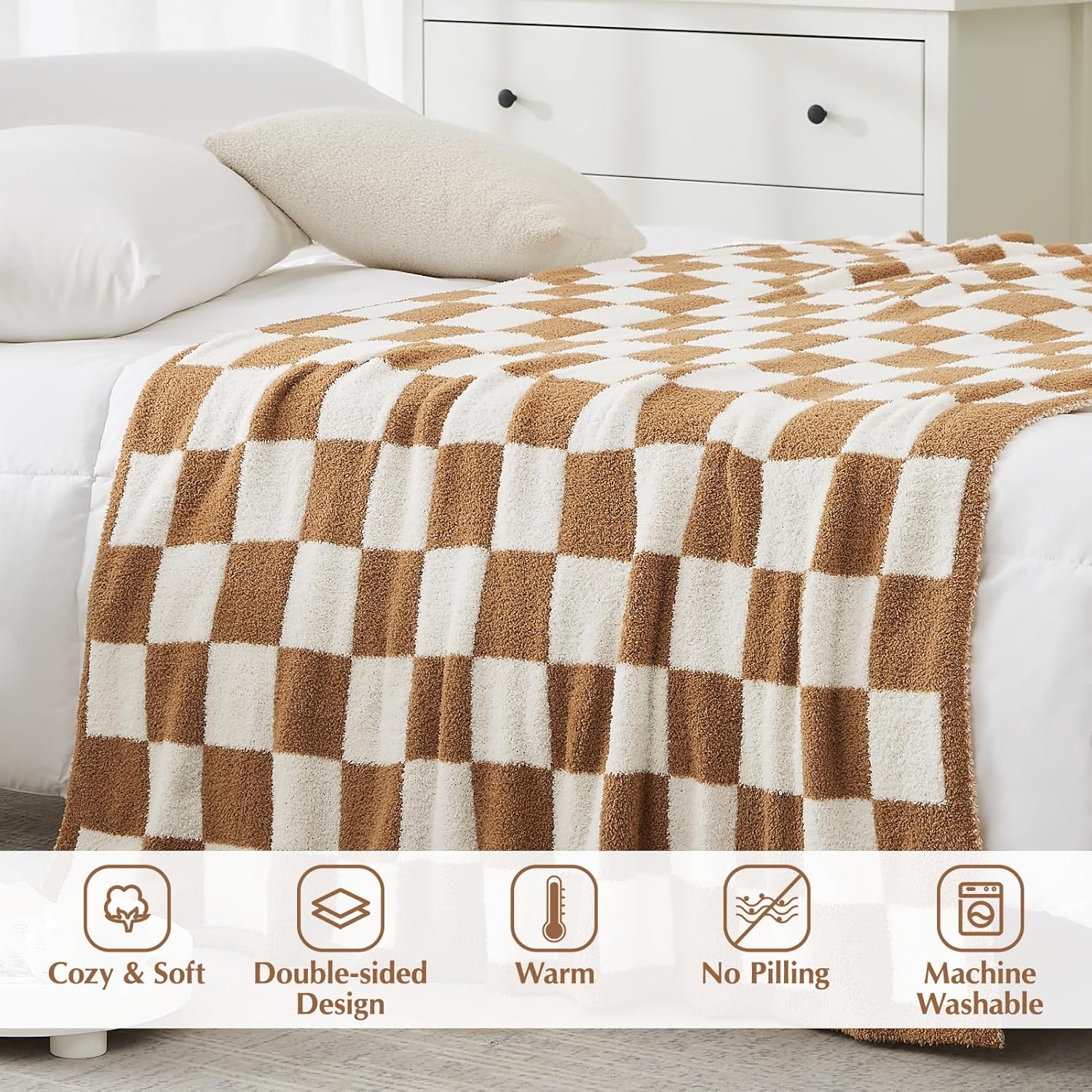 Amberspace Checkered Knit Throw