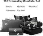Amberspace Embroidery 7-piece Bed in a Bag Full Comforter Set with Sheets