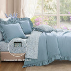 Amberspace Ruffle Design 7-piece Bed in a Bag Comforter Set with Sheets