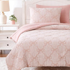 Amberspace Diamond Bow Design 5/7-piece Bed in a Bag Comforter Set with Sheets