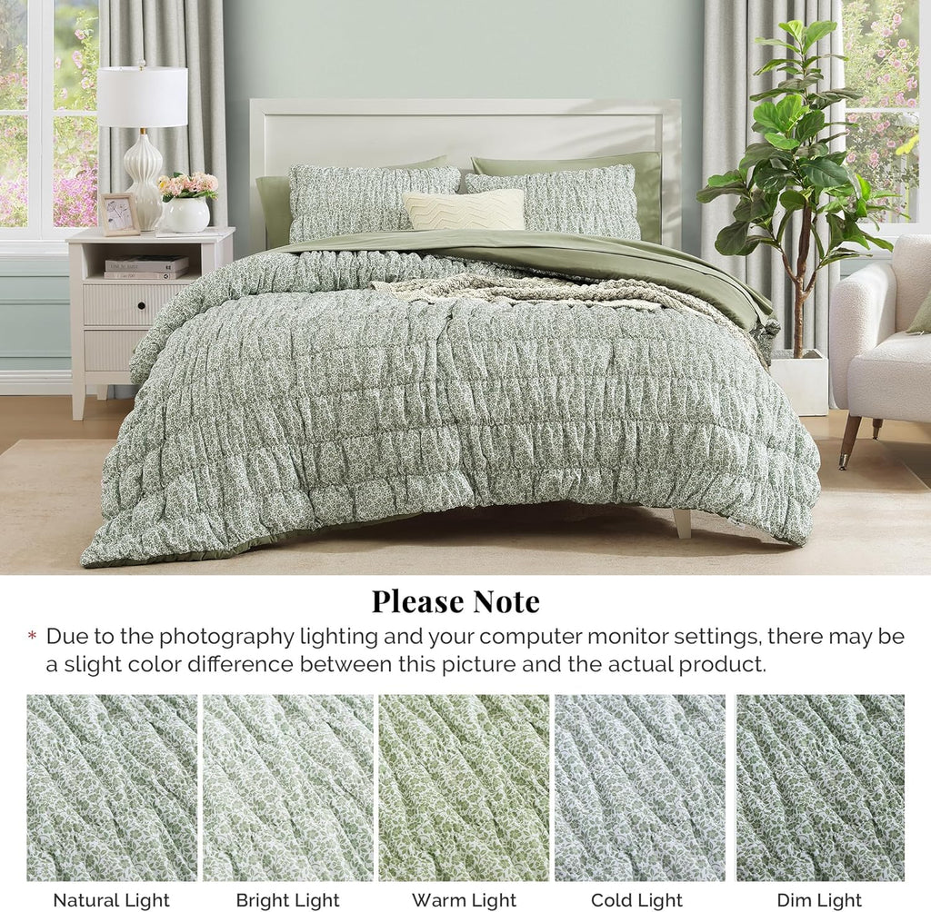 Amberspace Puff 7-piece Bed in a Bag Comforter Set with Sheets