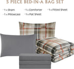 Amberspace Plaid Design Bed in a Bag Comforter Set with Sheets