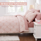 Amberspace Diamond Bow Design 5/7-piece Bed in a Bag Comforter Set with Sheets